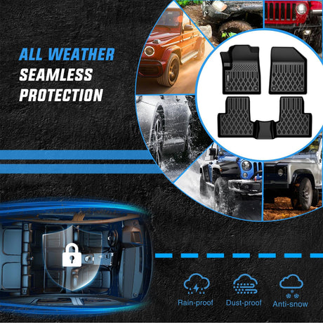 TPE Floor Mats for Jeep Cherokee 2015 2016 2017 2018 2019 2020 2021 2022 2023 All Weather Custom Fit Heavy Duty Floor Liners