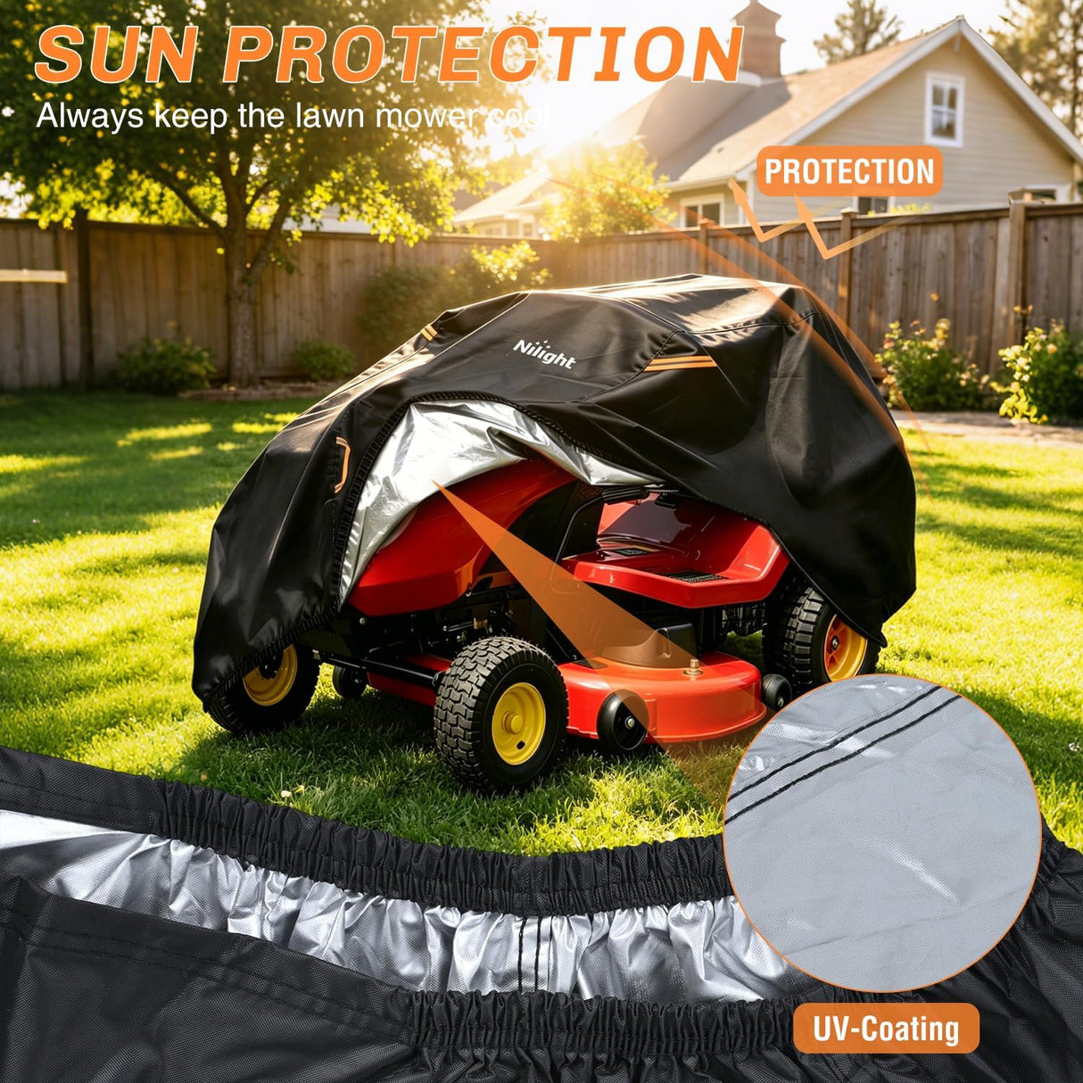 Zero Turn Mower Cover 76 Inch, Waterproof Lawn Mower Cover | Fits Mowers up to 76 InchL x 47 InchW x 47 InchH, 420D Heavy Duty Fabric, All-weather & UV Protection
