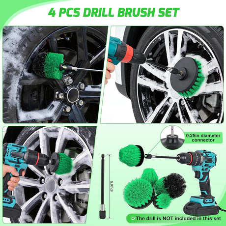 Automotive Tools 27PCS Car Detailing Kit Auto Cleaning Tools Wash Set with Storage Carry Bag Home Use for Interior Exterior Deep Clean Polish Car Care Windshield Dashboard Seat Air Vents Wheels Tires, Green