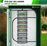 8 Layer Herb Drying Rack Hanging Mesh Net Foldable Plant Drying Racks 24 Inch w Green Zipper Pruning Shears Hook Dryer Hanging Rack for Herbs Seed Bud Fruit Clothes Grow Tent Closets Garden Outdoor