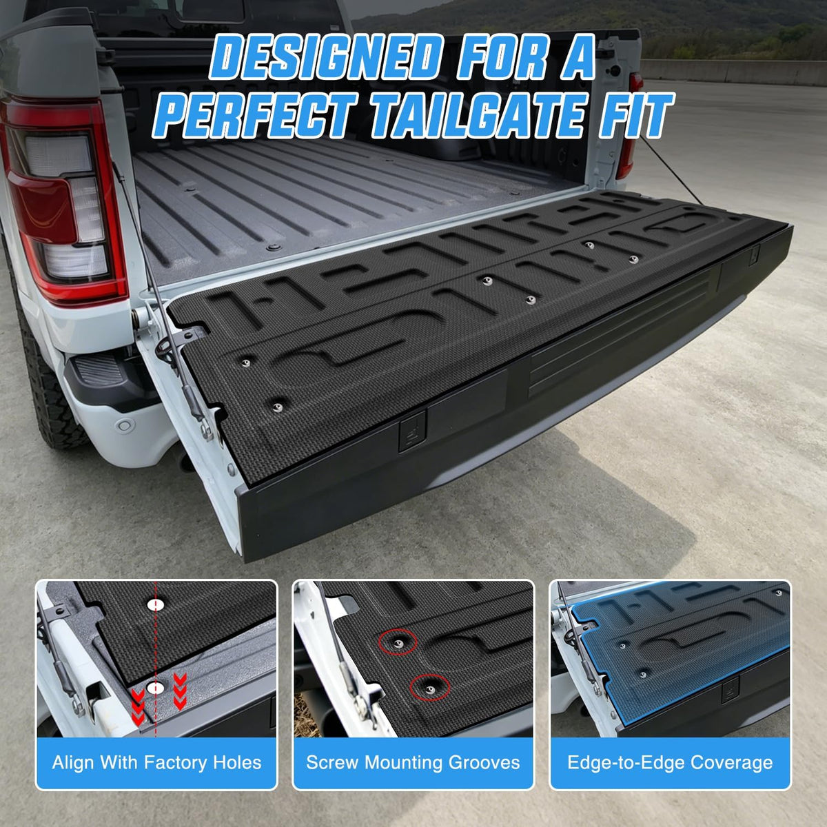 Tailgate Mat for Ford F150 2021-2026 F150 Lightning 2022-2026 (Not Fit Pro Access Work Surface Version) All Weather TPE Anti Slip Truck Tailgate Protector Liner Cover