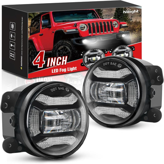 Fog Light Assembly Fog Light Assembly For 2007-2018 Jeep Wrangler JK TJ LJ with DRL Front Bumper light Replacement Driving Off Road Clear LED Fog Lights