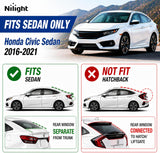 Tape-On Rain Guards for Honda Civic Sedan 2016-2021, 4PCS | Not for Hatchback, Side Window Visors for Fresh Air Circulation, Civic Sedan 2016 2017 2018 2019 2020 2021, Smoke Tinted