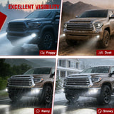 LED Fog Light Assembly Compatible with 2014 2015 2016 2017 2018 2019 2020 2021 Toyota Tundra Fog Lamps with DRL Clear Lens Driver and Passenger Side