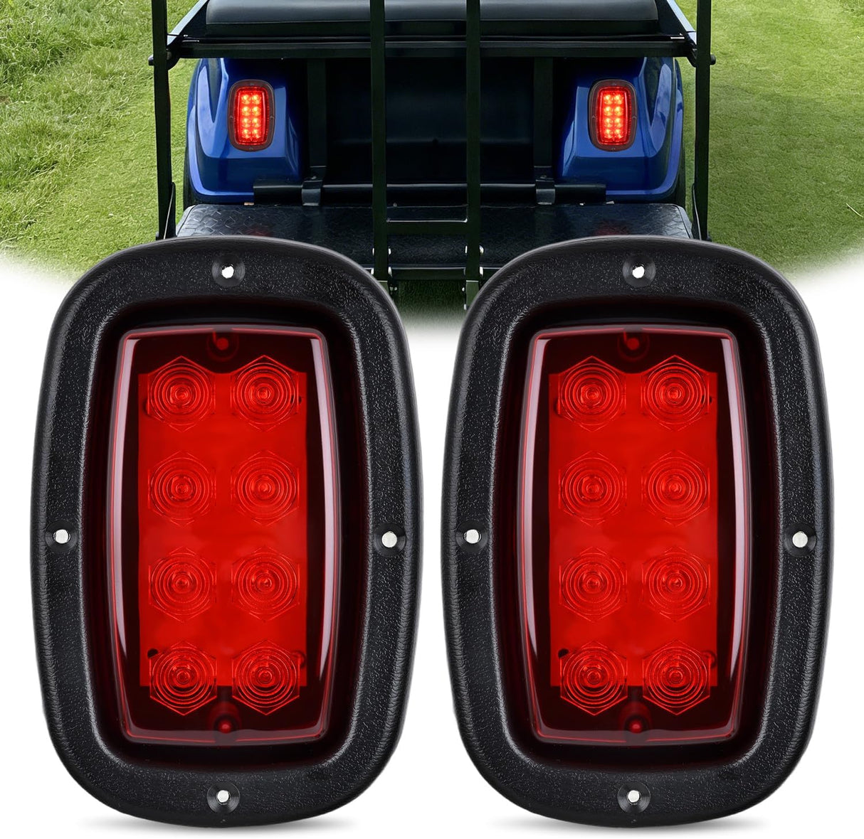 Golf Cart LED Taillights 2PCS Stop Brake Turn Signals Club Car DS | 12V High Brightness Waterproof Plug and Play Design Running Light Upgrade Easy Installation for 1993-Up Club Car DS