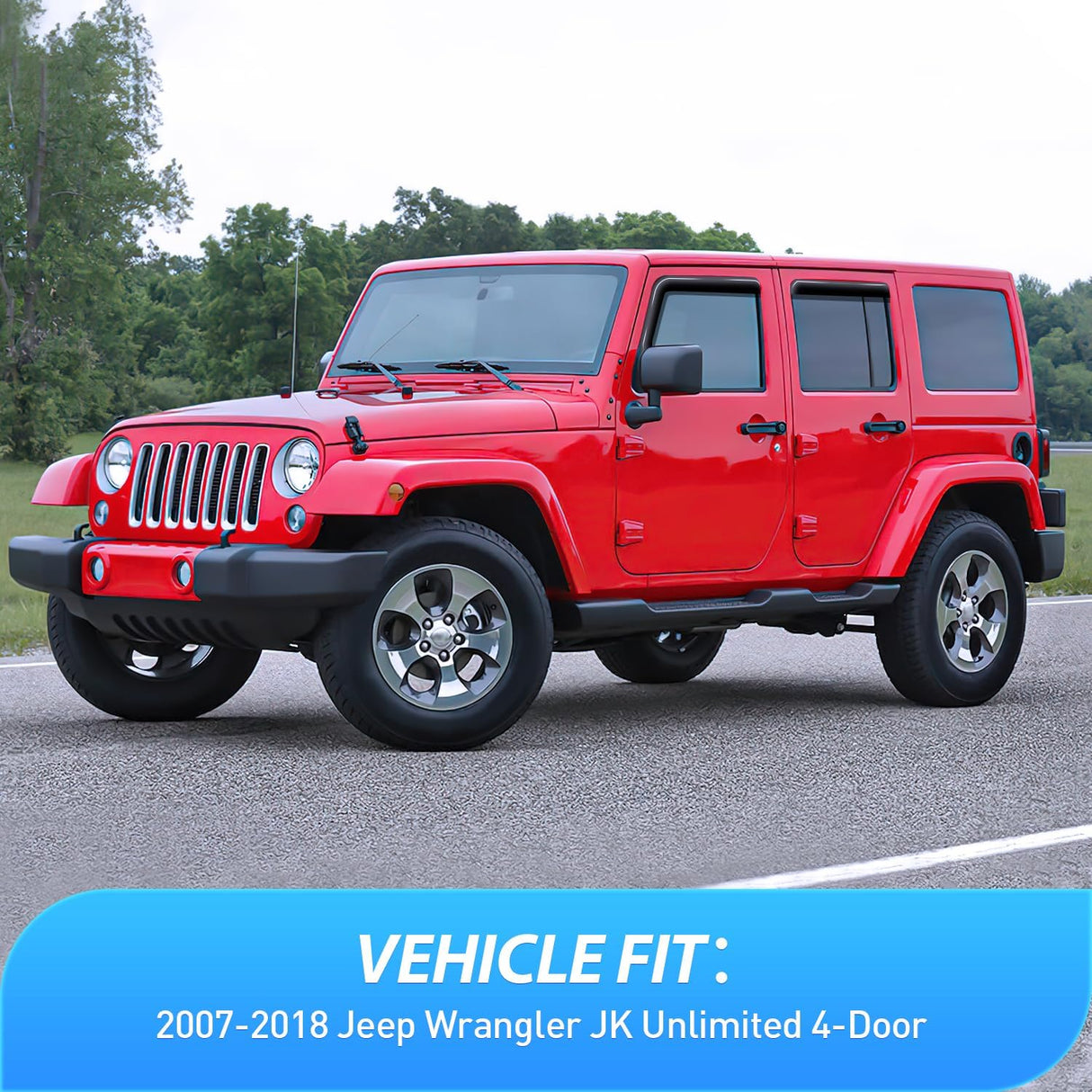 in Channel Rain Guards for Wrangler JK 2007 2008 2009 2010 2011 2012 2013 2014 2015 2016 2017 2018 Unlimited 4-Door Window Deflectors, Vent Window Visors
