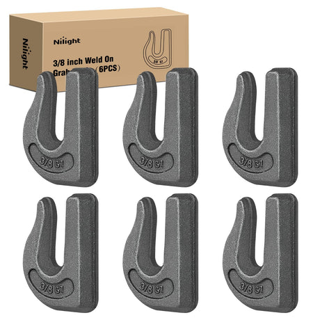 6PCS Weld-On Forged Clevis Grab Chain Hooks 3/8 Inch Heavy Duty Forged Grade 70 Grade Utility Hook Weldable for Trailer Truck Rigging Car SUV RV UTV Tractors Work Loading Capacity 6600 LBS