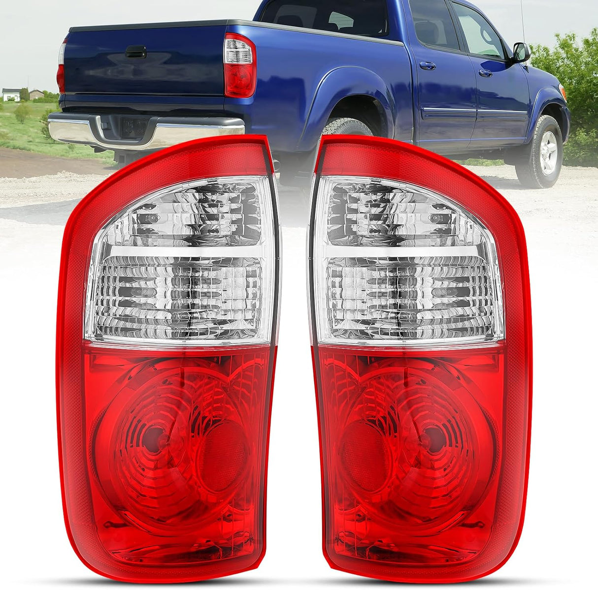 Taillight Assembly Compatible with 2004 2005 2006 Toyota Tundra 4 Door Double Cab and Crew Cab Tail Light OE Style Rear Lamp Replacement Driver and Passenger Side