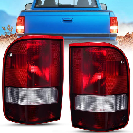 Taillight Assembly Compatible with 1993 1994 1995 1996 1997 Ford Ranger Dark Red Tail Light OE Style Rear Lamp Replacement Driver and Passenger Side