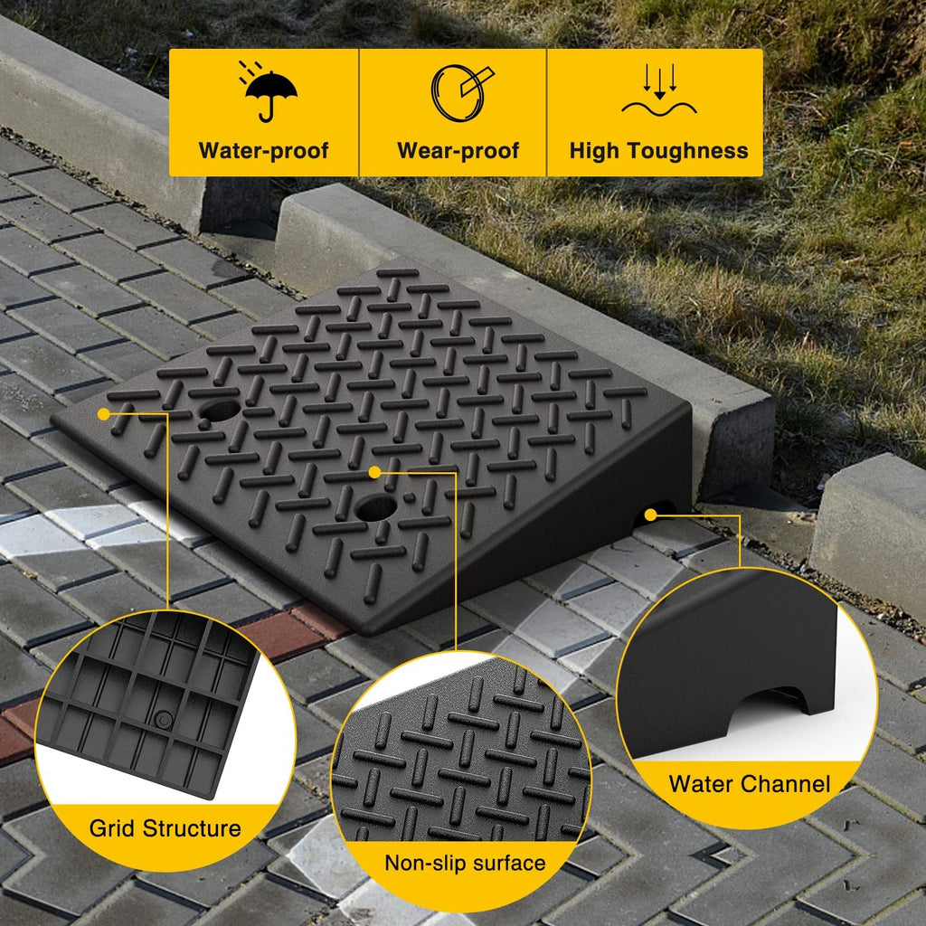Accessories Nilight Rubber Curb Ramps, 5" Rise Height Heavy Duty Rubber Threshold Ramp, Portable Driveway Ramps for Cars Wheelchairs Scooter Lawn Mower, 7000lbs Load Capacity, 2 Pack