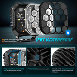 LED Pod Light 2 PCS 4.4 Inch 90 W 18 LED Square Hyper Flood Beam Offroad Driving Lights w/14 AWG Rocker Switch Wiring Harness Kit for Truck Motorbike Boat ATV UTV