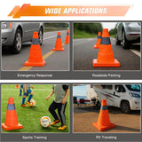 12 Inch Collapsible Traffic Safety Cones 4 Pack - Bright Orange Parking Cones with Reflective Collars for Roadside Emergency, Parking, Driving Practice