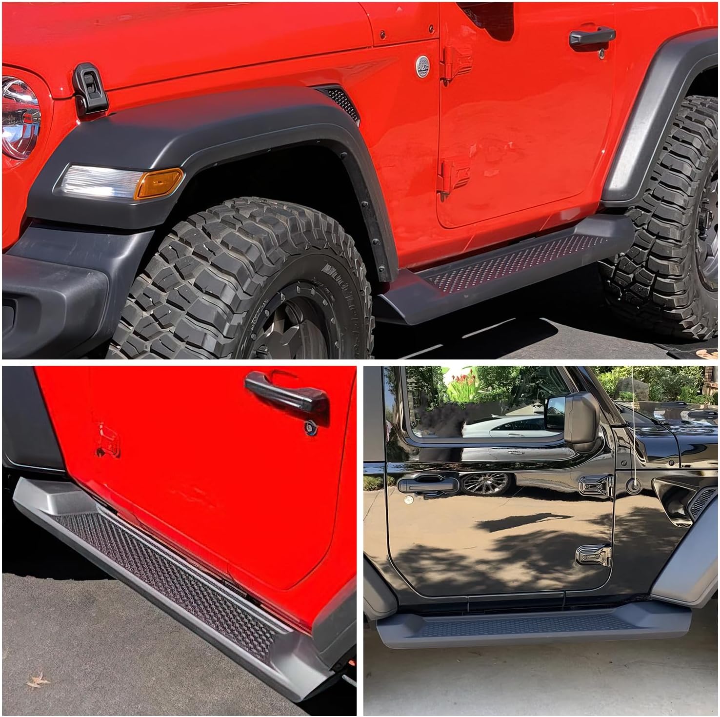 2018-2024 Jeep Wrangler JL 2 Door Side Step Nerf Bars 6 Inch ABS Plastic Matte Black Nilight