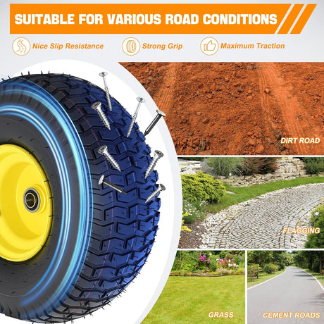 15x6.00-6 Lawn Mower Tire, 15 Inch Pneumatic Rubber Tire with 3/4 Inch Axle Bore & 3 Inch Hub Length, Air-Filled Replacement Wheel for Riding Lawn Mowers, 1 Pack