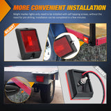 Side Marker Light 4PCS Square 3LED Red Amber Front Rear Clearance Indicator Lights Reflective Lens Surface Mounted Waterproof for 12V Truck Trailer RV Boat