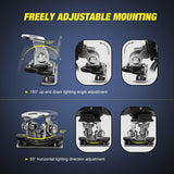 4 Inch 60W Triple Row Spot Flood LED Pods (Pair) W/ Pillar Hood Bracket Clamp Holder | 16AWG Wire 3Pin Switch Nilight