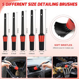 Automotive Tools 15PCS Car Detailing Kit Auto Cleaning Tools Wash Set with Storage Carry Bag Beginners Easy to Use for Interior Exterior Car Care Clean Windshield Dashboard Seat Air Vents Wheels Tires, Red