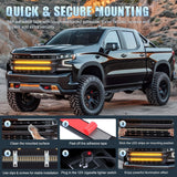 2PCS 24 inch Truck Grille Strobe Lights Strip 384 LED Emergency Light Amber Flexible Side Flashing Warning Caution Safety Waterproof Lighting Kit for Trucks Tow Plow Construction Vehicles