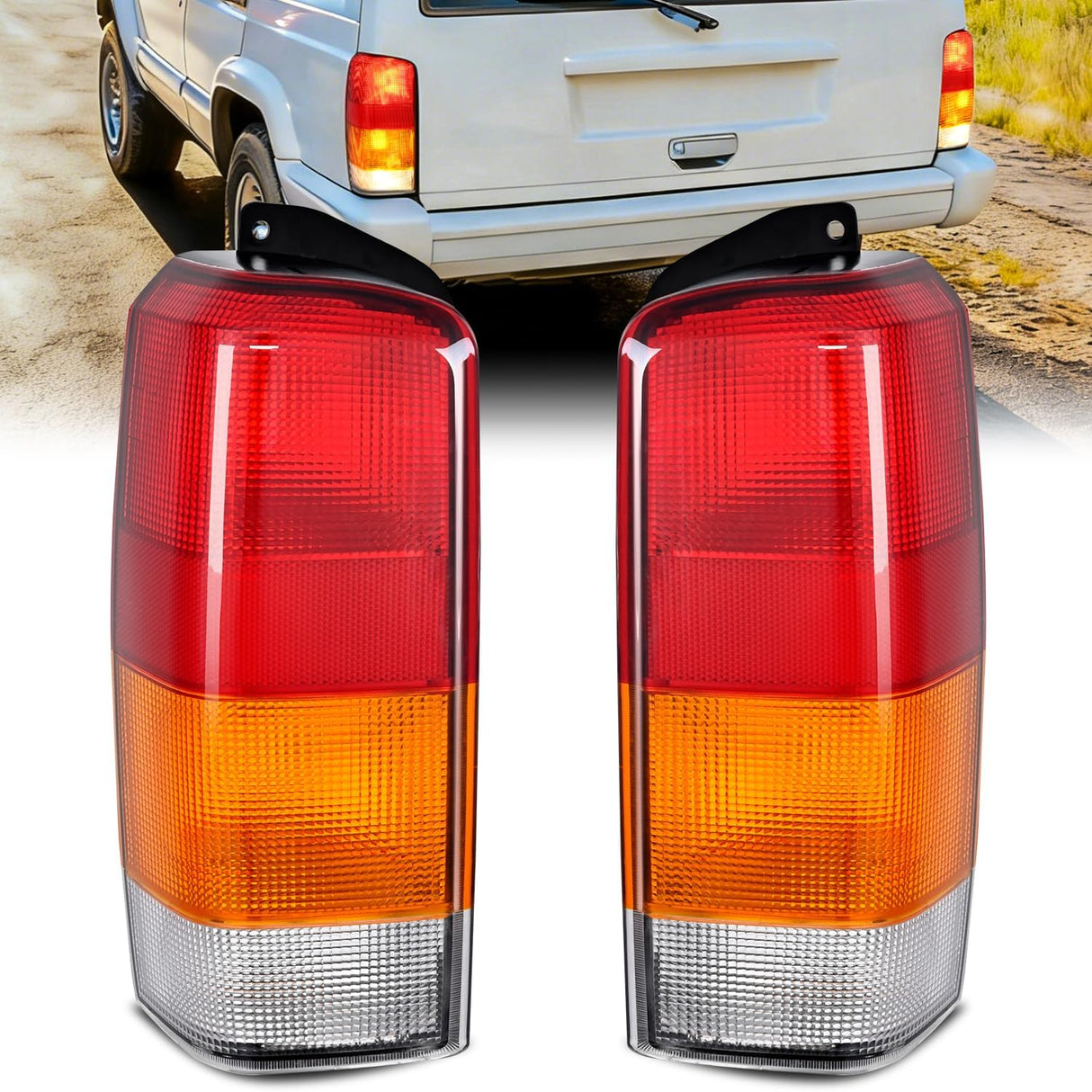 Taillight Assembly Compatible with 1997 1998 1999 2000 2001 Jeep Cherokee Limited SE Sport XJ XJ Chassis Rear Tail Light Lamp Replacement OE Style Drive and Passenger Side