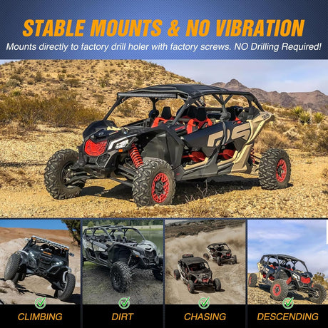 Light Bar Mounting Brackets for 42 Inch LED Straight Curved Lights UTV Roof Upper Windshield Compatible with Can-am Maverick X3 MAX DS RS MR Turbo R 2017 2018 2019 2020 2021 2022 2023 2024