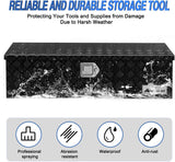 39 Inch Truck Tool Box Heavy Duty Aluminum Stripes Plated Pick Up Truck Bed Toolboxes 39 Inchx13 Inchx10 Inch Waterproof Storage Organizer for Bed of Truck RV Trailer with Side Handle Lock Keys, Black