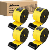 Truck Straps 4 Inch x 30' Heavy Duty Tie Down with Flat Hooks | 16800LBS Break Strength & 5400LBS WLL for Flatbed Trailer Cargo Control Recovery Tree Saver 4 Pack Yellow