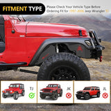 TJ Front Inner Fender Liners Fit for 1997 1998 1999 2000 2001 2002 2003 2004 2005 2006 Jeep Wrangler TJ & LJ, 2PCS Offroad Powder Coated Steel Splash Mud Guard Wheel Well Liner Covers