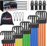 Ultimate Outdoor Bungee Cord Assortment - Heavy Duty Set of 36 (18 Inch 24 Inch 32 Inch 40 Inch 48 Inch) with Hooks for Camping Securing and DIY