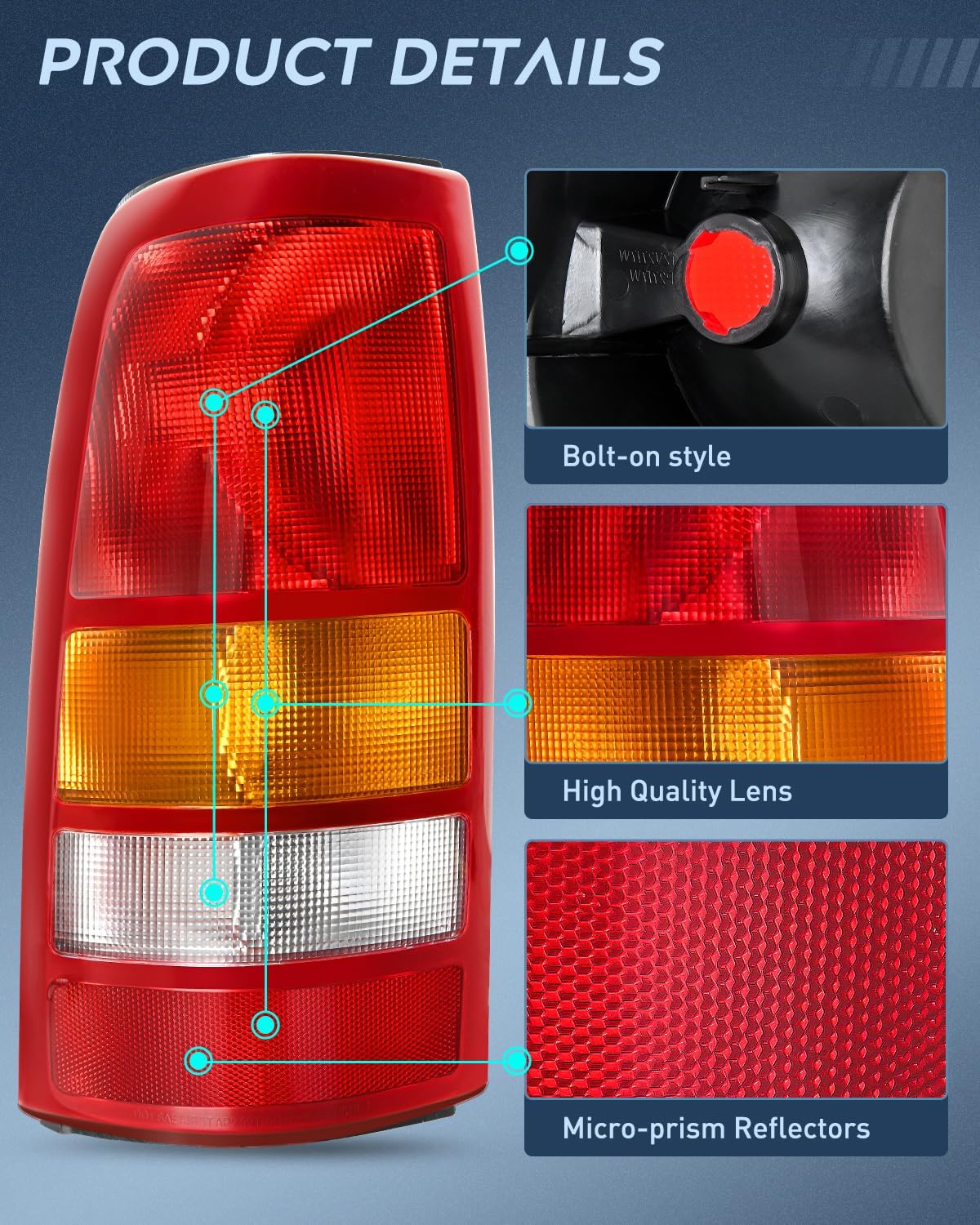 Taillight Assembly Compatible with 1999 2000 2001 2002 Chevy Silverado 1999 2000 2001 2002 2003 2004 2005 2006 GMC Sierra Tail Rear Light Fleetside OE Style Driver Side Red Border