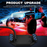 RGB LED Rock Lights Kit 8PCS Bluetooth App Control Multicolor | Magnetic Base Underglow Neon Light Pods IP68 Waterproof Flashing Music Mode for Truck ATV UTV RZR SUV