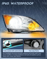 Headlights Assembly for Honda CRV(CR-V) 2007 2008 2009 2010 2011 Headlamp Chrome Housing Amber Reflector