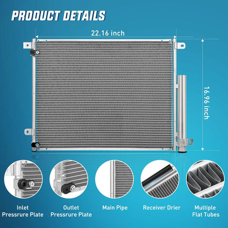 AC Condenser Fit for Honda Civic LX LX-P EX Sedan L4 2016 2017 2018 2019 2020 2021 Air Conditioning A/C Condenser with Receiver Drier Replace#30007, HO3030164, HVA00409, ACA14704, 80100TBAA01