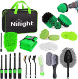 Automotive Tools 27PCS Car Detailing Kit Auto Cleaning Tools Wash Set with Storage Carry Bag Home Use for Interior Exterior Deep Clean Polish Car Care Windshield Dashboard Seat Air Vents Wheels Tires, Green