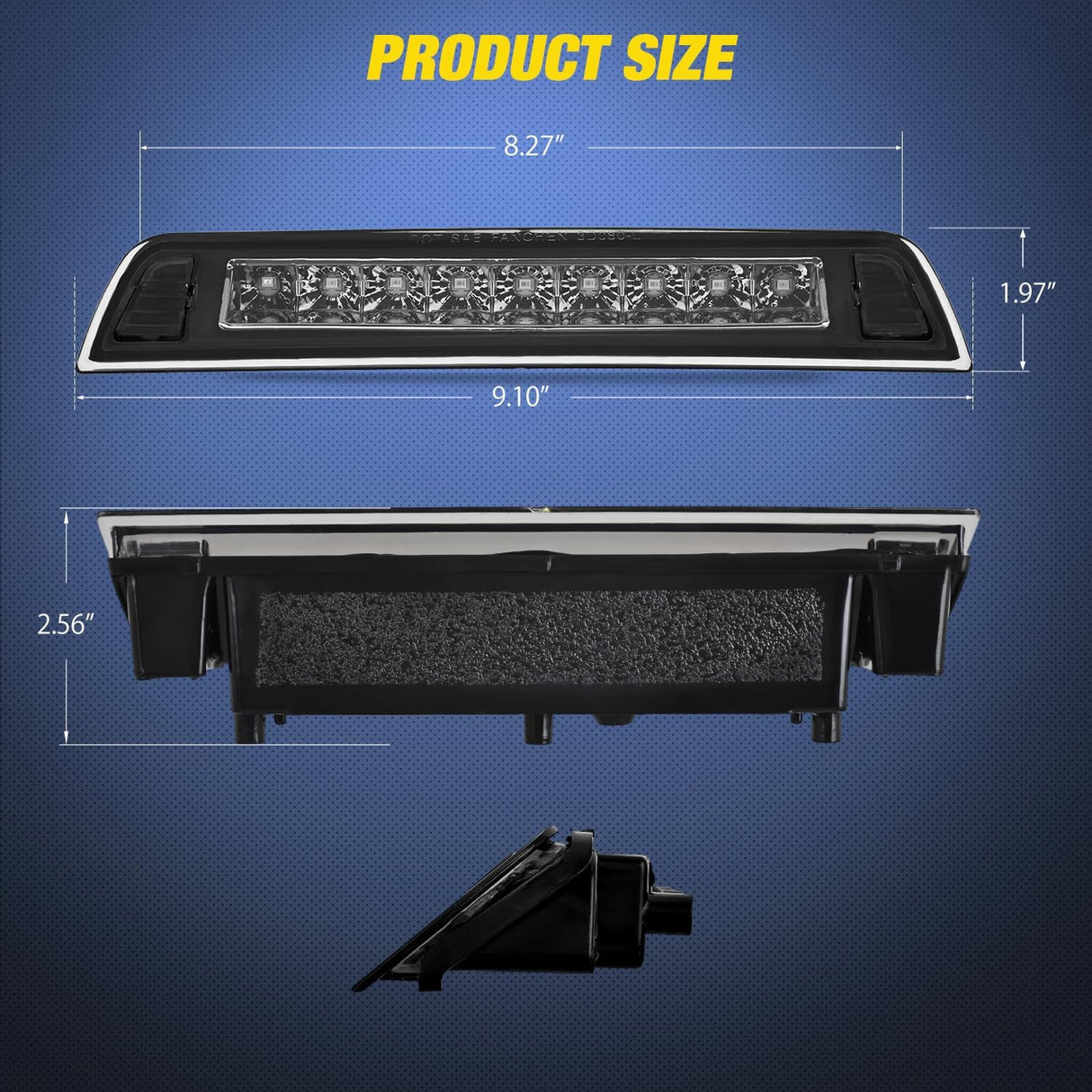 Third Brake Light for Ridgeline 2006-2014, Smoked Lens | for Ridgeline 2006 2005 2006 2007 2008 2009 2010 2011 2012 2013 2014, High Mount 3rd Stop Car Truck Rear Center Cab LED Lamp