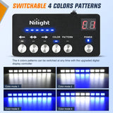 162 LED Traffic Advisor Strobe Light Bar 2-in-1 Blue White Emergency Warning Hazard Lights with Controller 4 Switchable Color 36 Flash Pattern for Trucks Cars Tow Plow Construction Vehicles