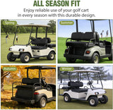 Golf Cart Seat Covers 2PCS Black Leather EZGO TXT RXV | Waterproof Leather No Staple Design All Season Protection Sun Scratch Resistant Fits 1994-2013 EZGO TXT/ RXV