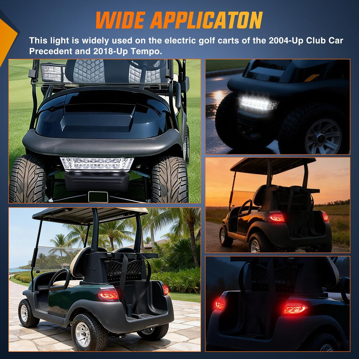 Golf Cart LED Light Kit 12V Stop Brake Turn Signal Club Car | Headlight Taillight Horn Waterproof Plug and Play Upgrade Kit for 2004-Up Club Car Precedent 2018-Up Tempo Electric Carts