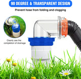 90 Degree RV Sewer Hose Fittings with 4-in-1 Adapter, Clear RV Sewer Hose Elbow Leak-Proof Connection & Odor-Tight Seal Fits 4 Sizes of Dump Station Inlets for Campers Travel Trailers, Blue