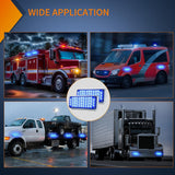 2PCS Blue Strobe Wireless Magnetic Lights Portable Warning Hazard Light Surface Mount Waterproof 5 Patterns for 12V 24V Off Road Eergency Vehicles