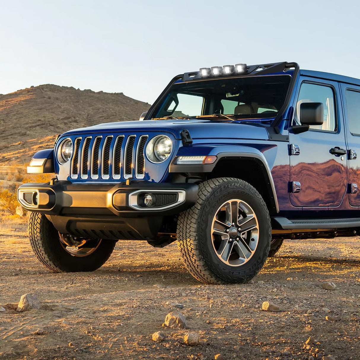 Windshield Frame Cover with 4 x LED Lights Insert Roof Sun Visor Cowl Body Armor Compatible with 2018-2026 Jeep Wrangler JL JLU & Gladiator JT (Excluding JL 4xe & JT Mojave)