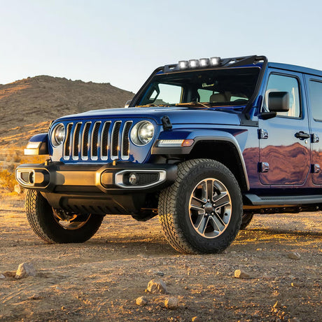Windshield Frame Cover with 4 x LED Lights Insert Roof Sun Visor Cowl Body Armor Compatible with 2018-2026 Jeep Wrangler JL JLU & Gladiator JT (Excluding JL 4xe & JT Mojave)