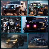 LED Pods 3 Inch 18W Cube Flood Offroad Work Light with RGB Halo Strip Multi Chasing Flash Strobe Mode APP & Remote Control IP67 Waterproof for Truck Pickup Golf Cart SUV ATV UTV 4x4 Van Camper