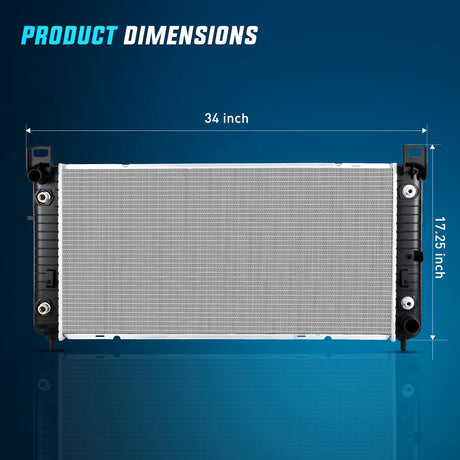 34 Inch Radiator for Chevy Silverado 1500 1999-2003 2004 2005 2006 2007 2008 2009 2010 2011 2012 2013, Suburban Tahoe, GMC Sierra 1500 Yukon XL, Cadillac Escalade, Automatic Transmission