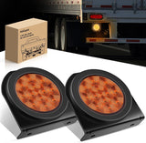 4 Inch Round Trailer Tail Light 2PCS Amber w/Mounting Brackets | Turn Signals Lights With Flush Mount Grommets Plugs s Kit For RV Truck Offroad Vehicles