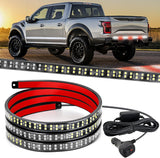 60 Inch Truck Tailgate Strobe Light Strip Tail Emergency Bar Rear Window Warning Lamp Ultra-Bright Double Row 360 LED for Pickup Trailers Construction Vehicles Car SUV, Red White
