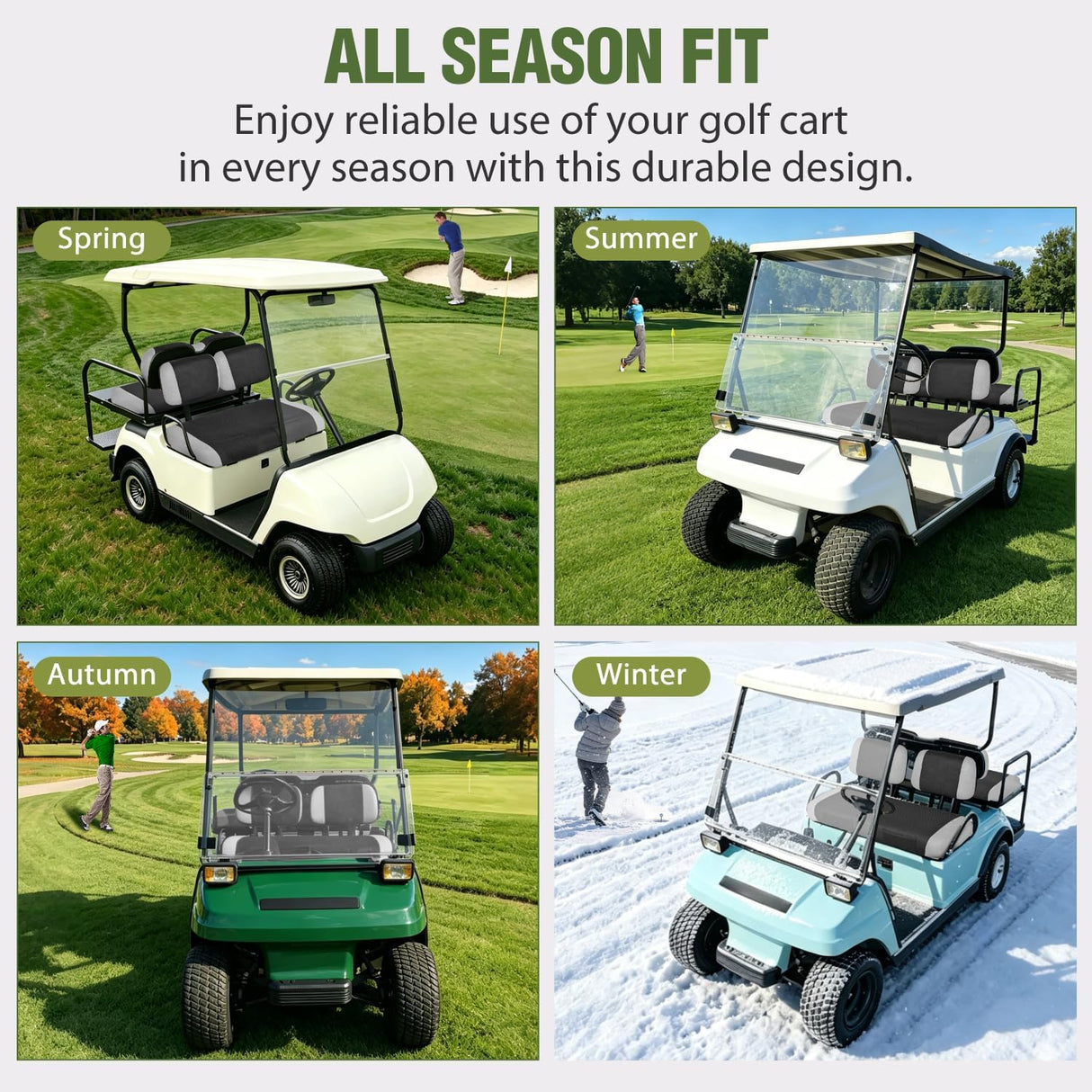 Golf Cart Seat Covers 2PCS Grey Black Club Car DS Yamaha | Breathable Sandwich Mesh Sun Scratch Resistant Washable No Staple Fits 1982-2000 Club Car DS Yamaha G22 G19 G16 G9 G2
