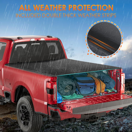 Truck Bed Tonneau Cover Soft Tri-fold Compatible with 1999-2024 Ford F250 F350 Super Duty-6.75ft 2013 2014 2015 2016 2017 2018 2019 2020 2021 2022 2023 2024