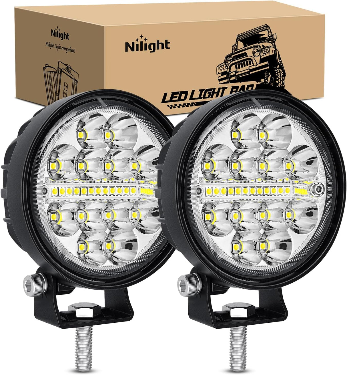 LED Light Pods 2 PCS 3 Inch 36 W Round | Spot Flood Combo Beam Offroad Driving Fog Work Backup Bumper Roof Lamp for Pickup Truck ATV UTV SUV 4x4 Van Camper Boat