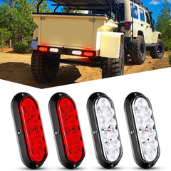 6 Inch Oval Red White Upgrade LED Trailer Tail Lights (4PCS)