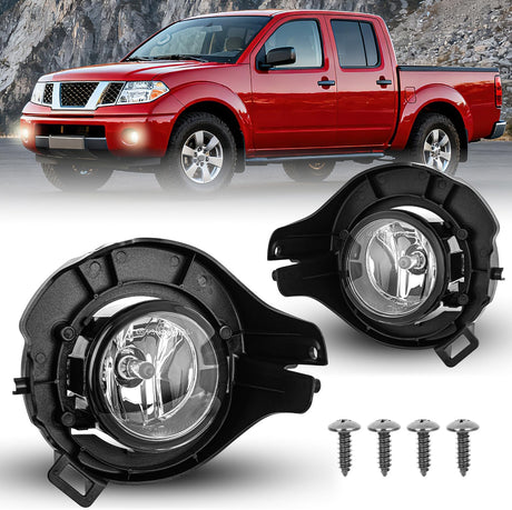 Fog Lights Assembly Compatible with 2005 2006 2007 2008 2009 Nissan Frontier 2005-2012 Pathfinder Left Driver and Right Passenger Side Clear Lens w/H11 12V 55W Bulbs